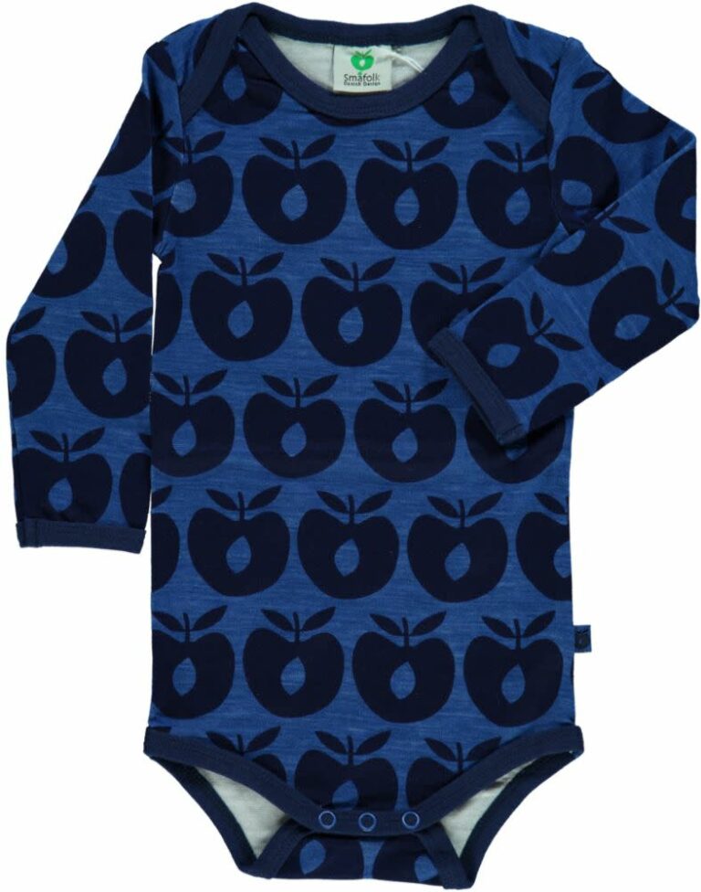 Langrmet body i uldmix med bler Blue