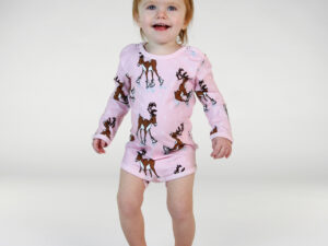 Langrmet body med rensdyr Icy Pink 2