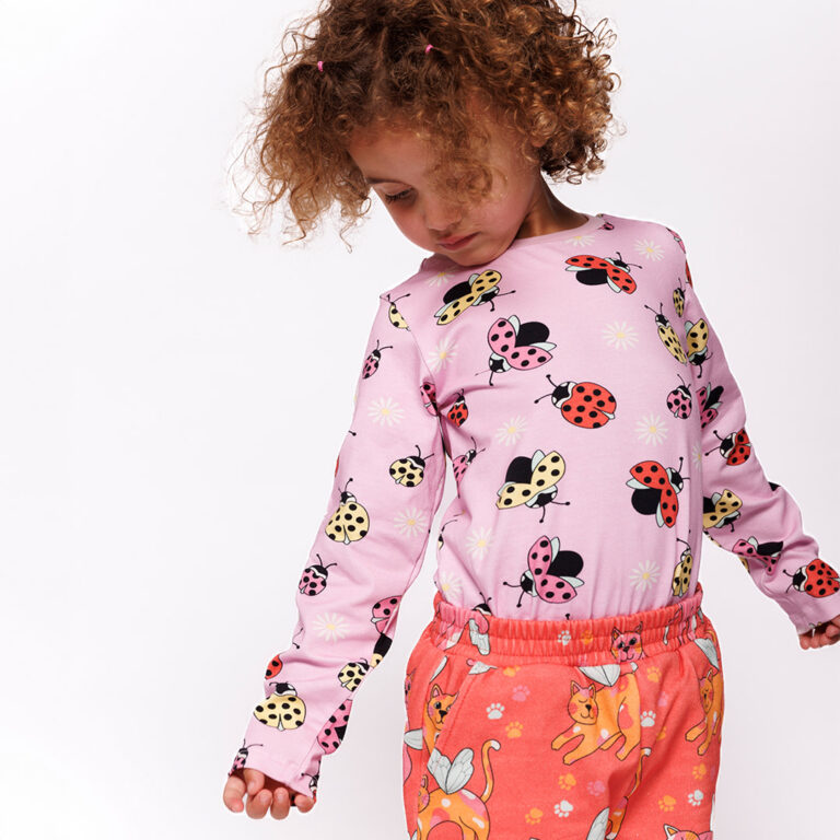 Langrmet bluse med mariehner Pink lavender 2