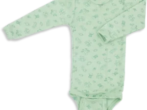 Wolzijde romper met leuk printje in zacht groen Engell Natur