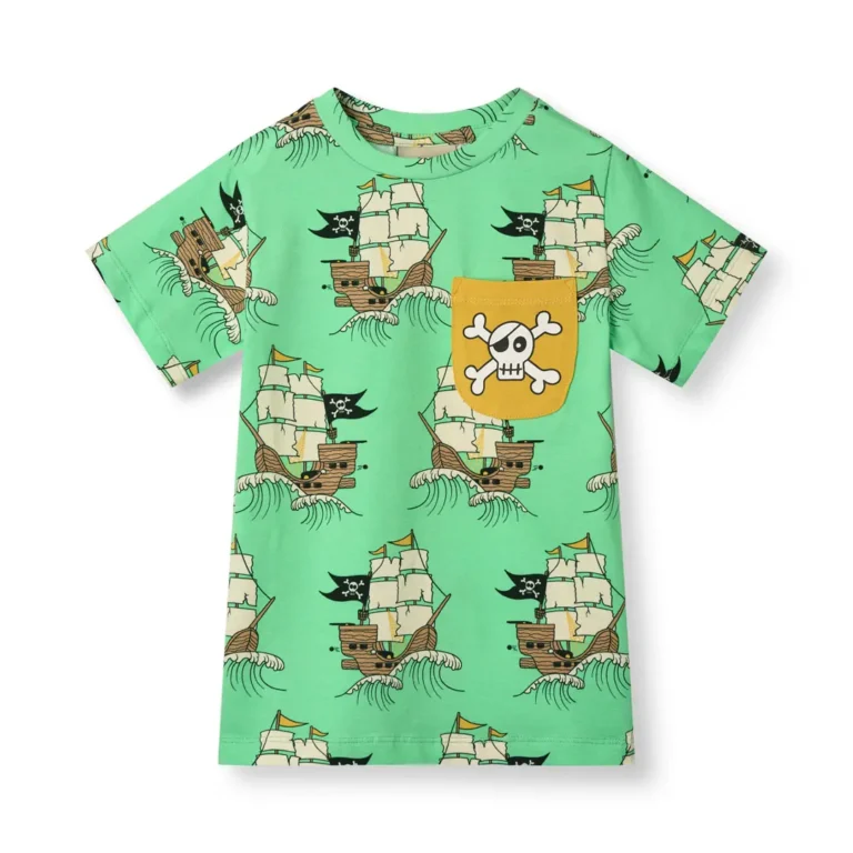 T-shirt med piratskibe Minty green tea primary