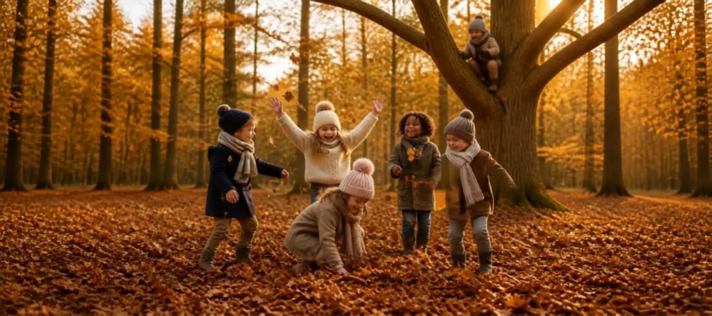 Herfst wollen en wolzijde baby en kinder kleding